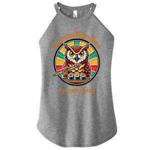 Circular Wonders Retro Owl Sushi And Chopsticks Women's Perfect Tri Rocker Tank