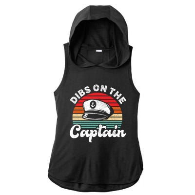 Captain Wife Retro Dibs On The Captain Captain Funny Gift Ladies PosiCharge Tri-Blend Wicking Draft Hoodie Tank