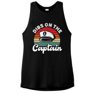 Captain Wife Retro Dibs On The Captain Captain Funny Gift Ladies PosiCharge Tri-Blend Wicking Tank