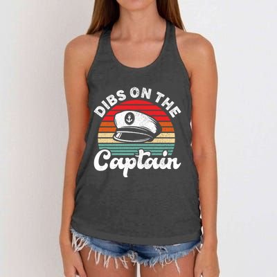 Captain Wife Retro Dibs On The Captain Captain Funny Gift Women's Knotted Racerback Tank