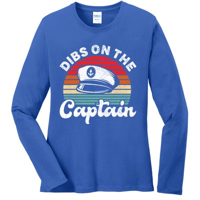 Captain Wife Retro Dibs On The Captain Captain Funny Gift Ladies Long Sleeve Shirt