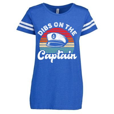 Captain Wife Retro Dibs On The Captain Captain Funny Gift Enza Ladies Jersey Football T-Shirt