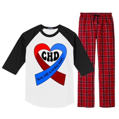 Chd Warrior Ribbon Congenital Heart Disease Awareness Gift Raglan Sleeve Pajama Set