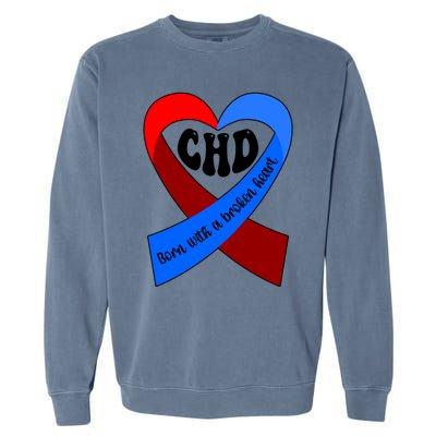 Chd Warrior Ribbon Congenital Heart Disease Awareness Gift Garment-Dyed Sweatshirt