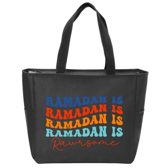 Cool Wavy Ramadan Is Rawrsome Zip Tote Bag