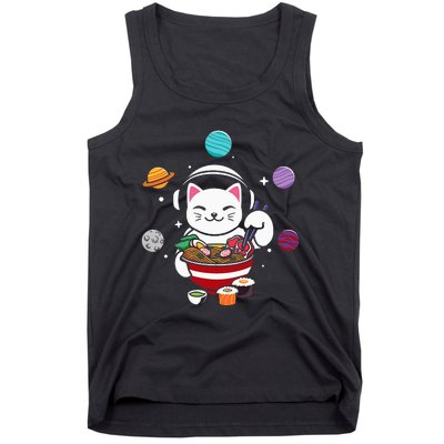 Cat with Ra in Space Anime Neko Astronaut Tank Top