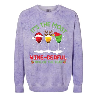 Christmas Wine Shirts Xmas Alcohol Pajama PJ Tops Colorblast Crewneck Sweatshirt