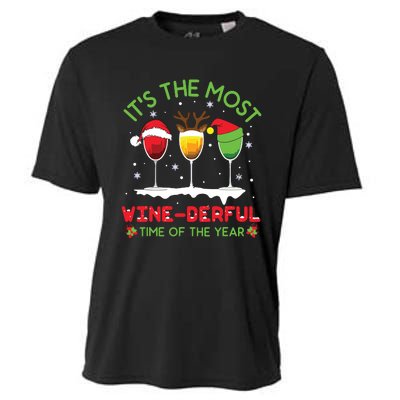 Christmas Wine Shirts Xmas Alcohol Pajama PJ Tops Cooling Performance Crew T-Shirt