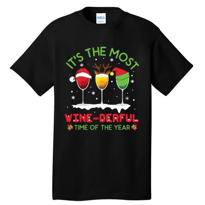 Christmas Wine Shirts Xmas Alcohol Pajama PJ Tops Tall T-Shirt