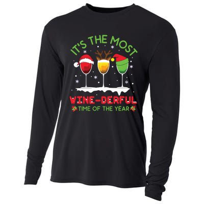 Christmas Wine Shirts Xmas Alcohol Pajama PJ Tops Cooling Performance Long Sleeve Crew