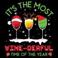 Christmas Wine Shirts Xmas Alcohol Pajama PJ Tops Women's V-Neck T-Shirt