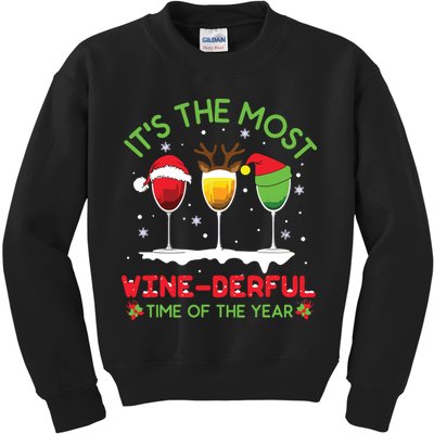 Christmas Wine Shirts Xmas Alcohol Pajama PJ Tops Kids Sweatshirt