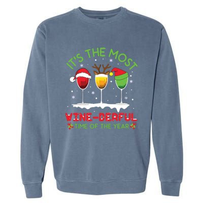 Christmas Wine Shirts Xmas Alcohol Pajama PJ Tops Garment-Dyed Sweatshirt