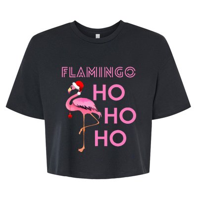 Christmas Winter Season Holiday Flamingo Ho Ho Xmas Bella+Canvas Jersey Crop Tee