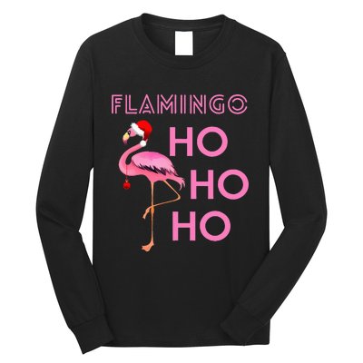 Christmas Winter Season Holiday Flamingo Ho Ho Xmas Long Sleeve Shirt