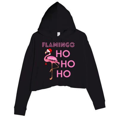 Christmas Winter Season Holiday Flamingo Ho Ho Xmas Crop Fleece Hoodie