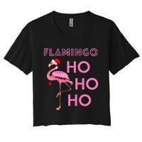 Christmas Winter Season Holiday Flamingo Ho Ho Xmas Women's Crop Top Tee