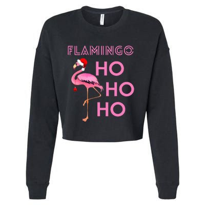 Christmas Winter Season Holiday Flamingo Ho Ho Xmas Cropped Pullover Crew