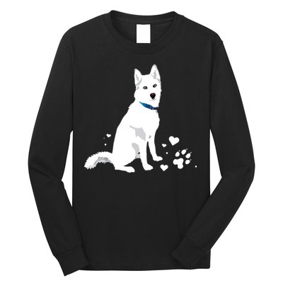 Cute White Siberian Husky Sweet White Snow Dog Long Sleeve Shirt