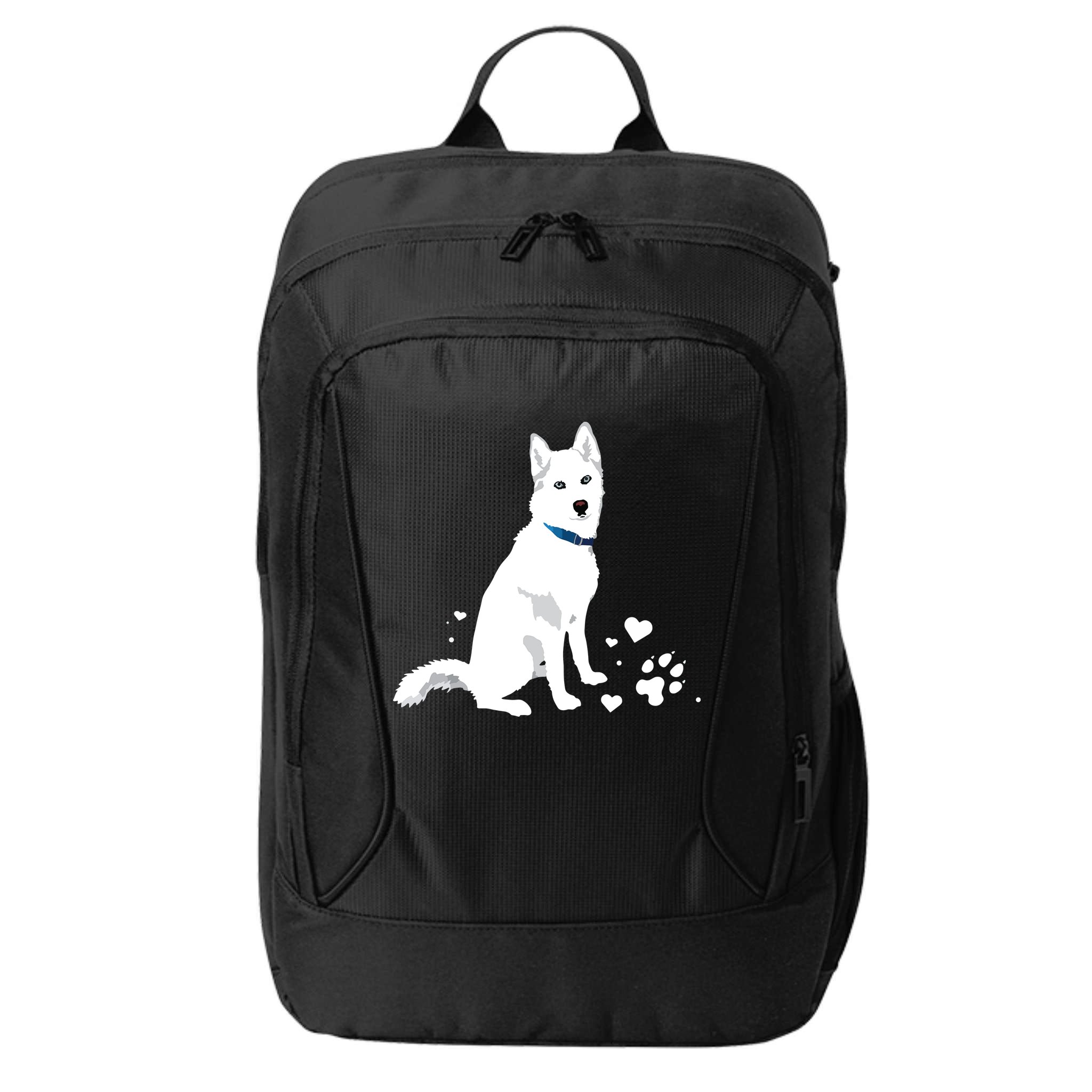 Cute White Siberian Husky Sweet White Snow Dog City Backpack