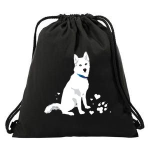 Cute White Siberian Husky Sweet White Snow Dog Drawstring Bag