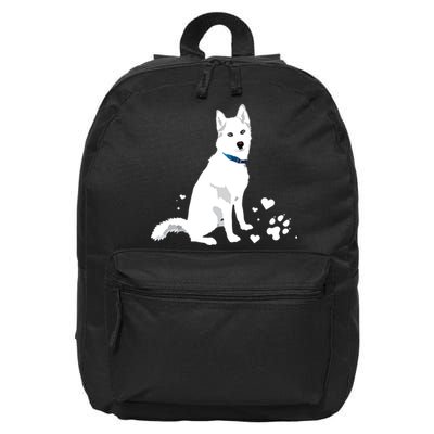 Cute White Siberian Husky Sweet White Snow Dog 16 in Basic Backpack