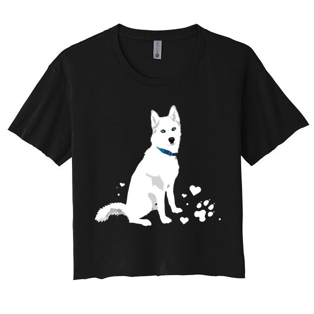 Cute White Siberian Husky Sweet White Snow Dog Crop Top