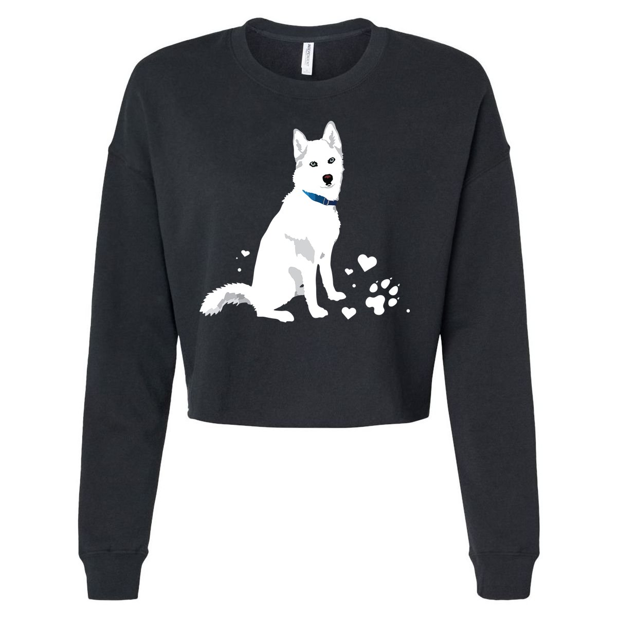 Cute White Siberian Husky Sweet White Snow Dog Cropped Pullover Crew
