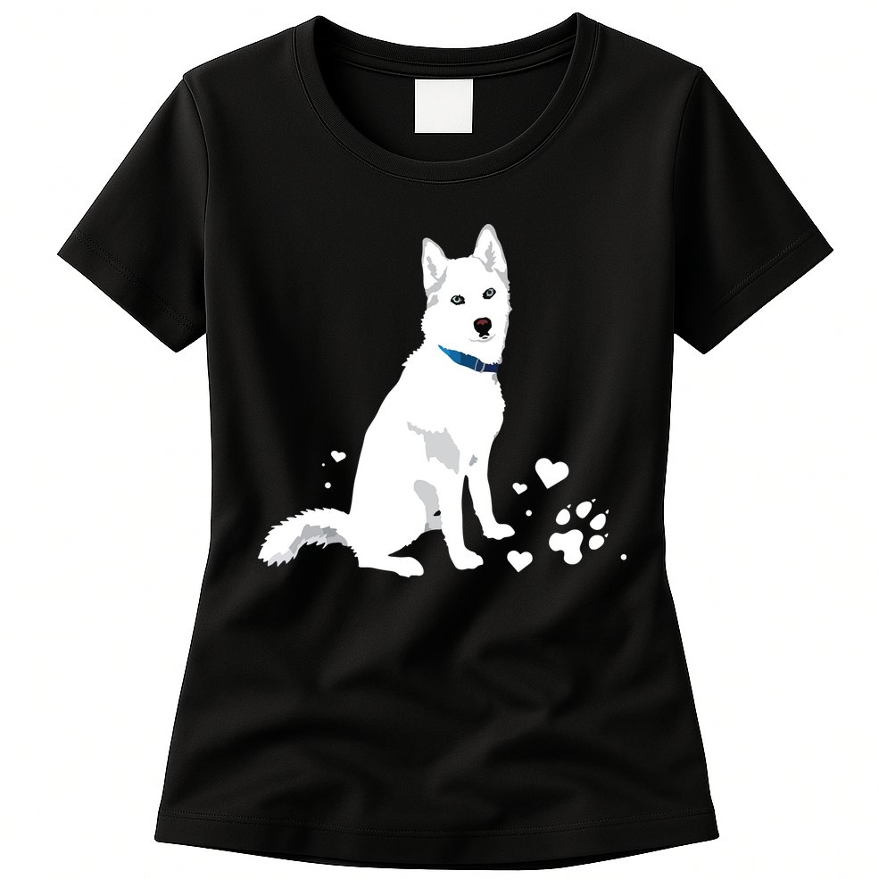 Cute White Siberian Husky Sweet White Snow Dog Womens T-Shirt