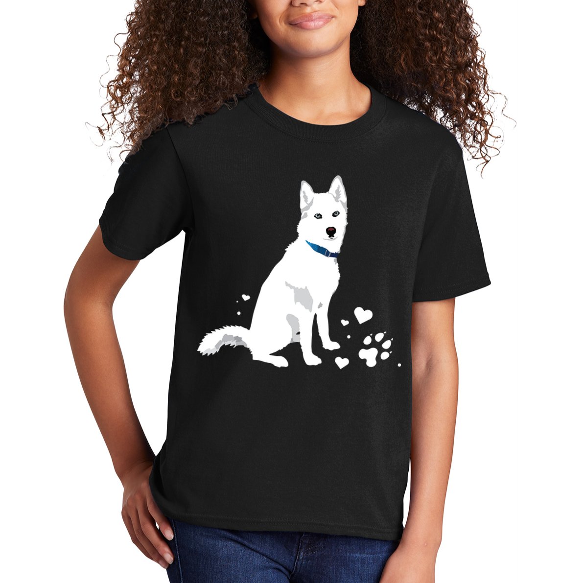 Cute White Siberian Husky Sweet White Snow Dog Kids T-Shirt