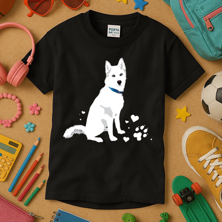 Cute White Siberian Husky Sweet White Snow Dog Kids T-Shirt
