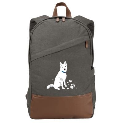 Cute White Siberian Husky Sweet White Snow Dog Cotton Canvas Backpack