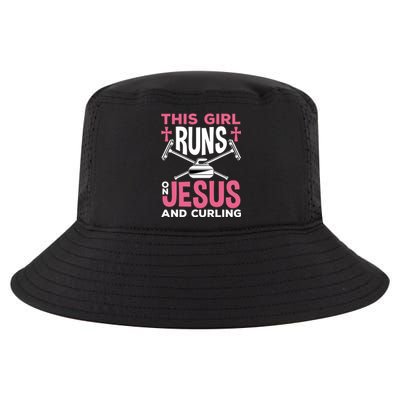 Curling Winter Sport Jesus And Curling Meaningful Gift Cool Comfort Performance Bucket Hat