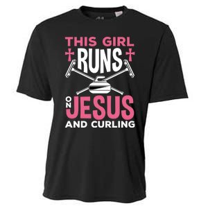 Curling Winter Sport Jesus And Curling Meaningful Gift Cooling Performance Crew T-Shirt