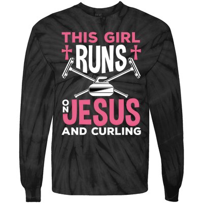 Curling Winter Sport Jesus And Curling Meaningful Gift Tie-Dye Long Sleeve Shirt