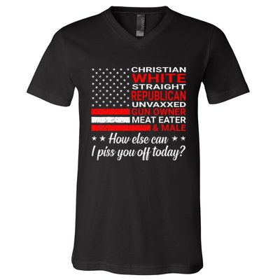 Christian White Straight Republican Unvaxxed Gun Owner V-Neck T-Shirt