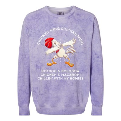 Chicken Wing Song Lyric Hot Dog Bologna Macaroni Colorblast Crewneck Sweatshirt