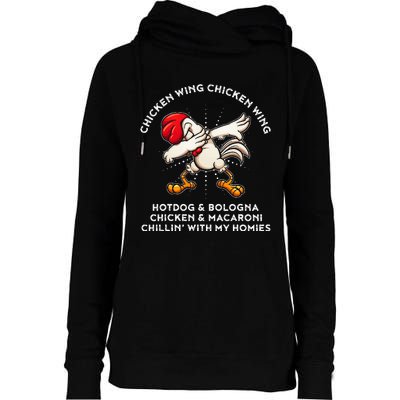 Chicken Wing Song Lyric Hot Dog Bologna Macaroni Womens Funnel Neck Pullover Hood