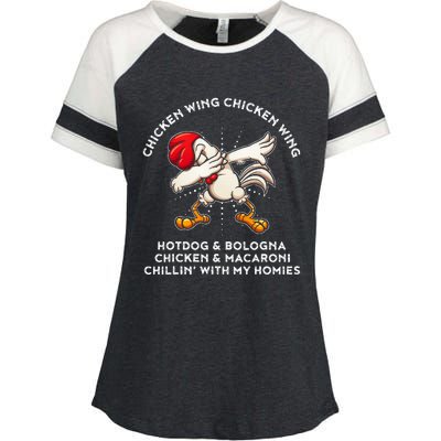 Chicken Wing Song Lyric Hot Dog Bologna Macaroni Enza Ladies Jersey Colorblock Tee