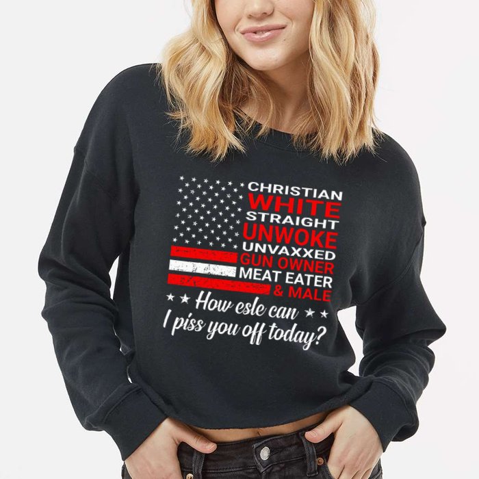 Christian White Straight Unwoke Unvaxxed Gun Owner Cropped Pullover Crew