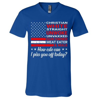 Christian White Straight Unwoke Unvaxxed Gun Owner V-Neck T-Shirt