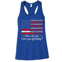 Christian White Straight Unwoke Unvaxxed Gun Owner Women's Racerback Tank