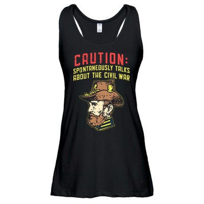 Caution Will Spontaneously Talk About The Civil War Ladies Essential Flowy Tank