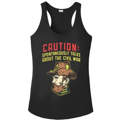 Caution Will Spontaneously Talk About The Civil War Ladies PosiCharge Competitor Racerback Tank