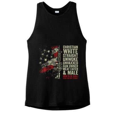 Christian White Straight Unwoke Unvaxxed Gun Owner Ladies PosiCharge Tri-Blend Wicking Tank