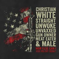 Christian White Straight Unwoke Unvaxxed Gun Owner 7 Panel Mesh Trucker Snapback Hat