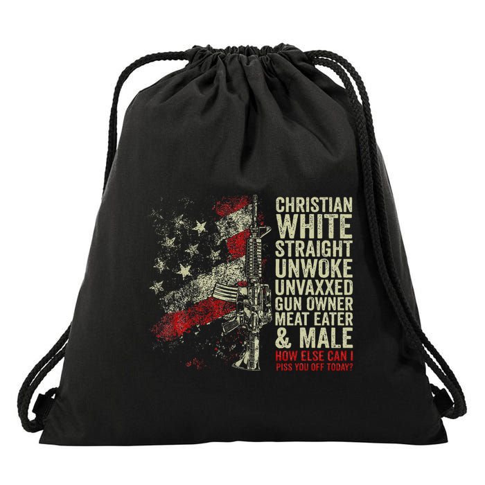 Christian White Straight Unwoke Unvaxxed Gun Owner Drawstring Bag