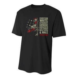 Christian White Straight Unwoke Unvaxxed Gun Owner Youth Performance Sprint T-Shirt