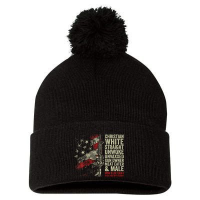 Christian White Straight Unwoke Unvaxxed Gun Owner Pom Pom 12in Knit Beanie