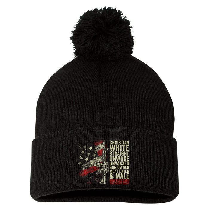Christian White Straight Unwoke Unvaxxed Gun Owner Pom Pom 12in Knit Beanie